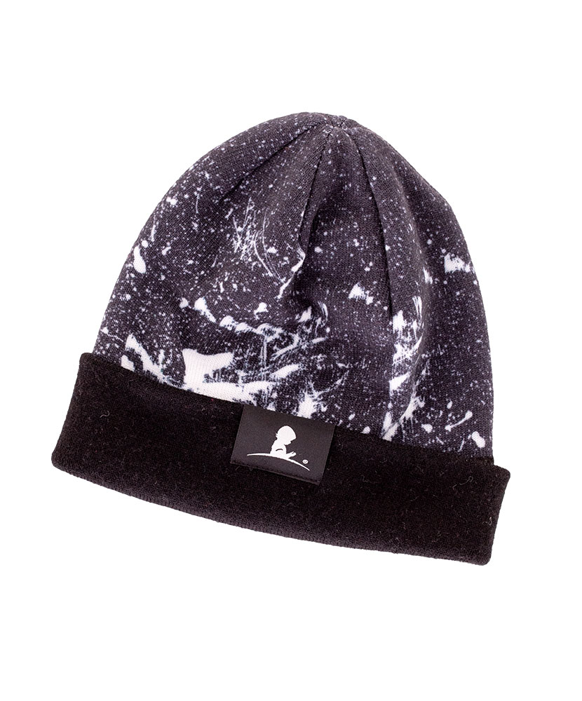 Unisex Black and White Abstract Print Beanie